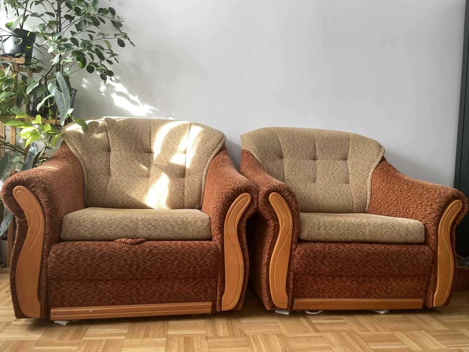 Sprzedam zestaw wypoczynkowy (2 rozkładane fotele + rozkładana kanapa)