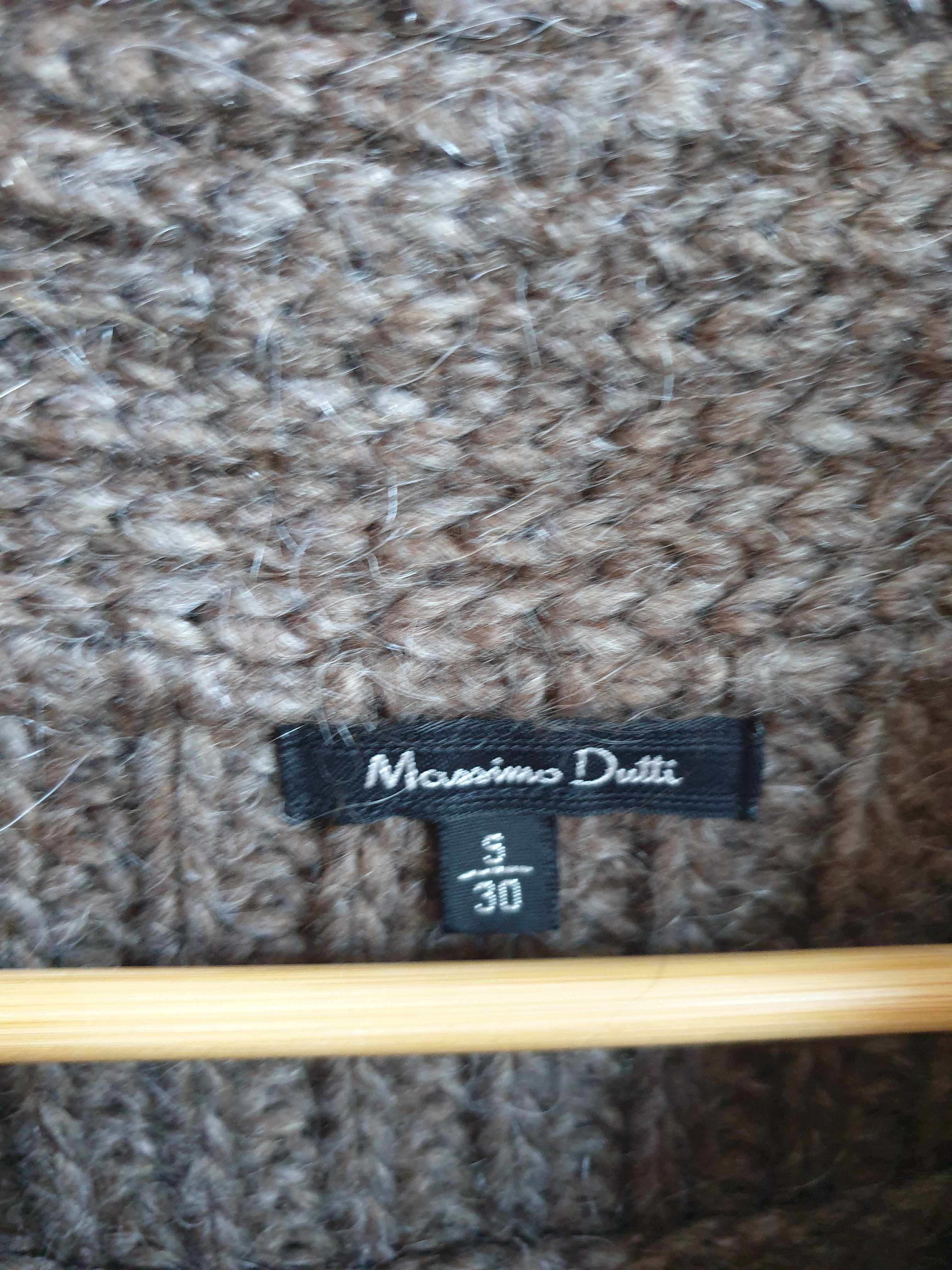 Sweter kardigan oversize Massimo Dutti 36 38 moher alpaka wełna