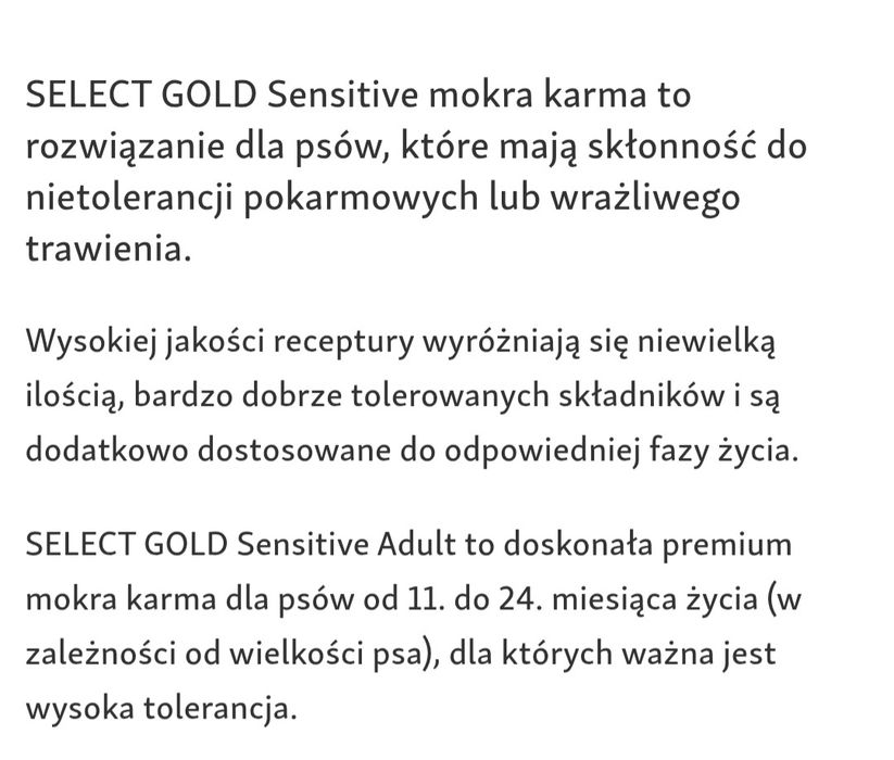 Karma select gold 125g wołowina z ryżem