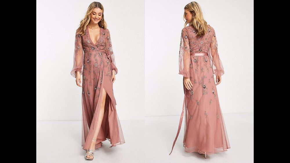 Nowa sukienka Asos Design M długa rozporek cekiny