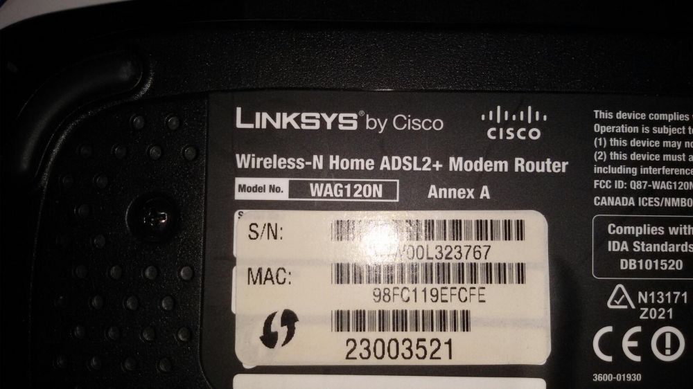 маршрутизатор Linksys Cisco WAG120N модем-роутер