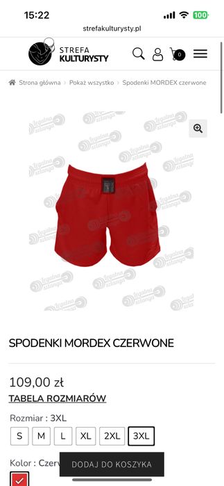Spodenki mordex czerwone