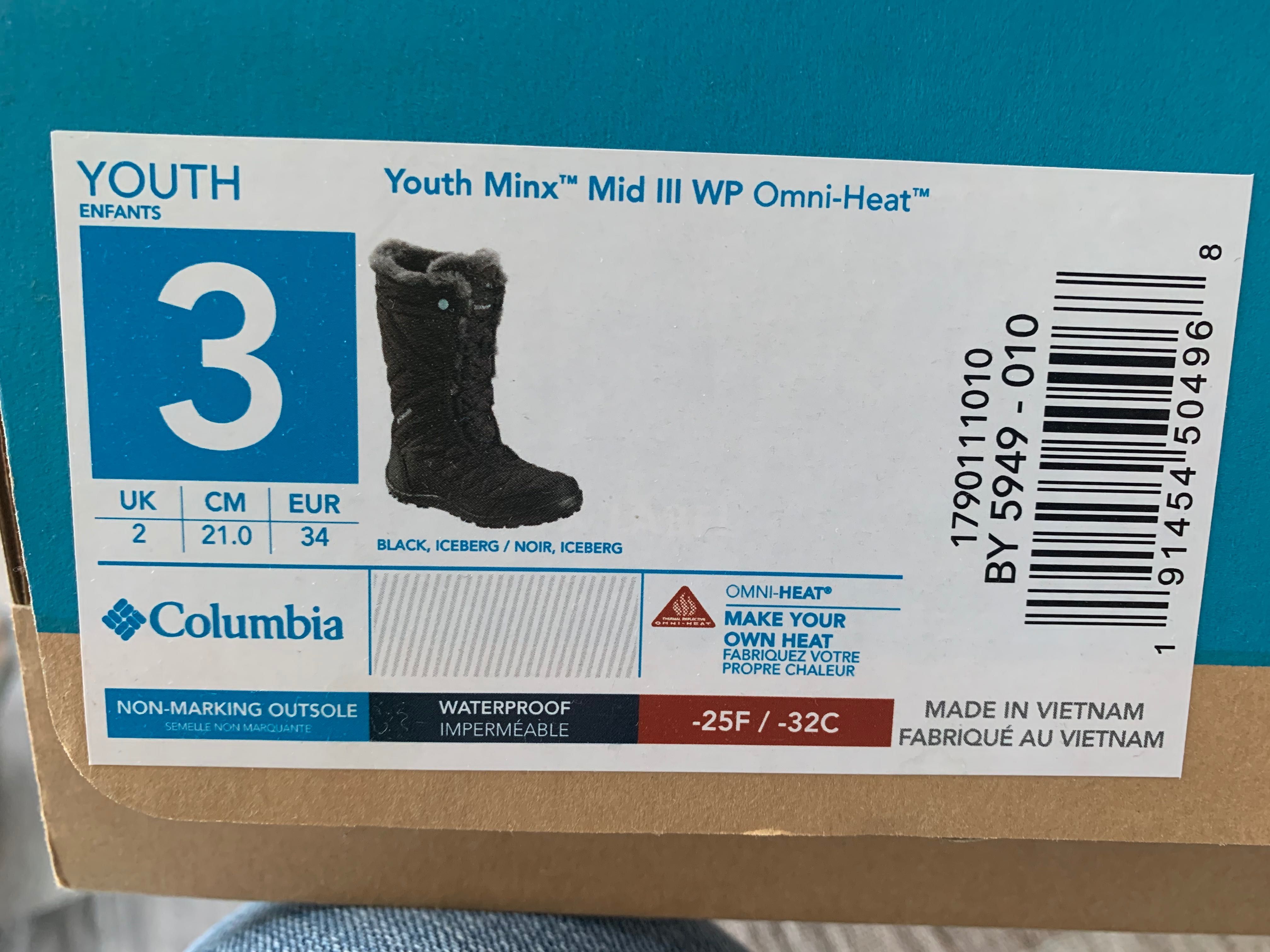 Зимові сапоги Columbia Minx Mid Omni-Heat. US3. 34 розмір. 23 см