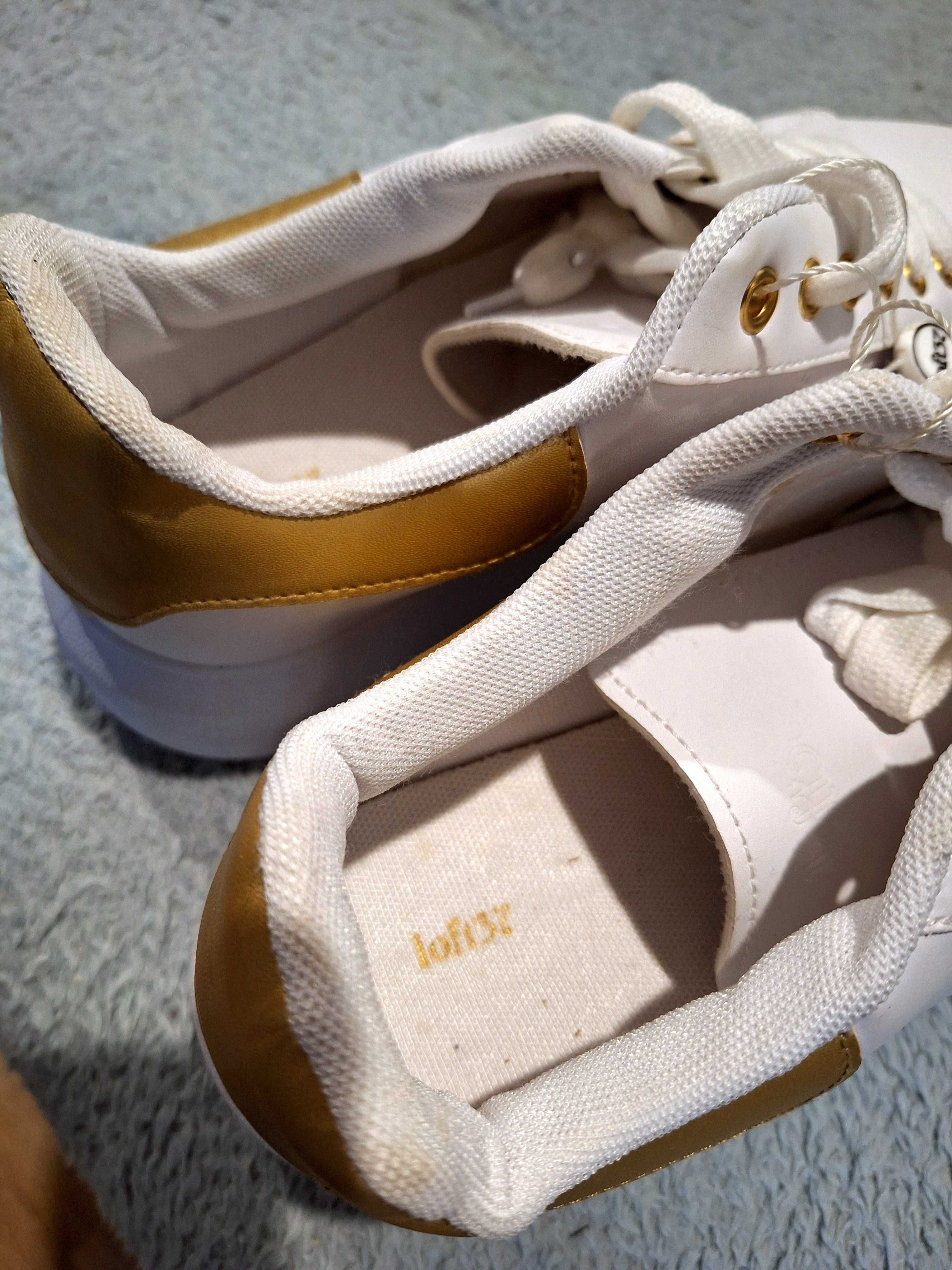 Sneakersy białe nowe z metką damskie ze złotym zapiętkiem LOFT