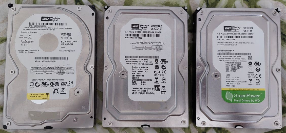 Dyski twarde HDD - Od 250GB do 1TB (Seagate, WD) Sprawne