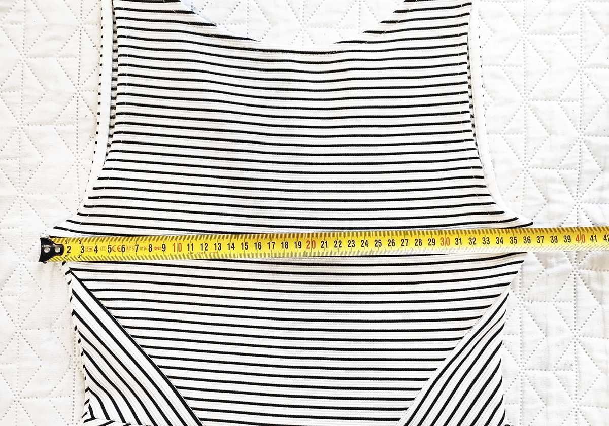 Biała sukienka bez rękawów w czarne paseczki H&M XS / S