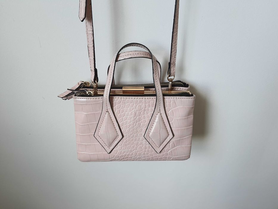 torebka ZARA na bigiel mini city bag mała pastelowy róż różowa