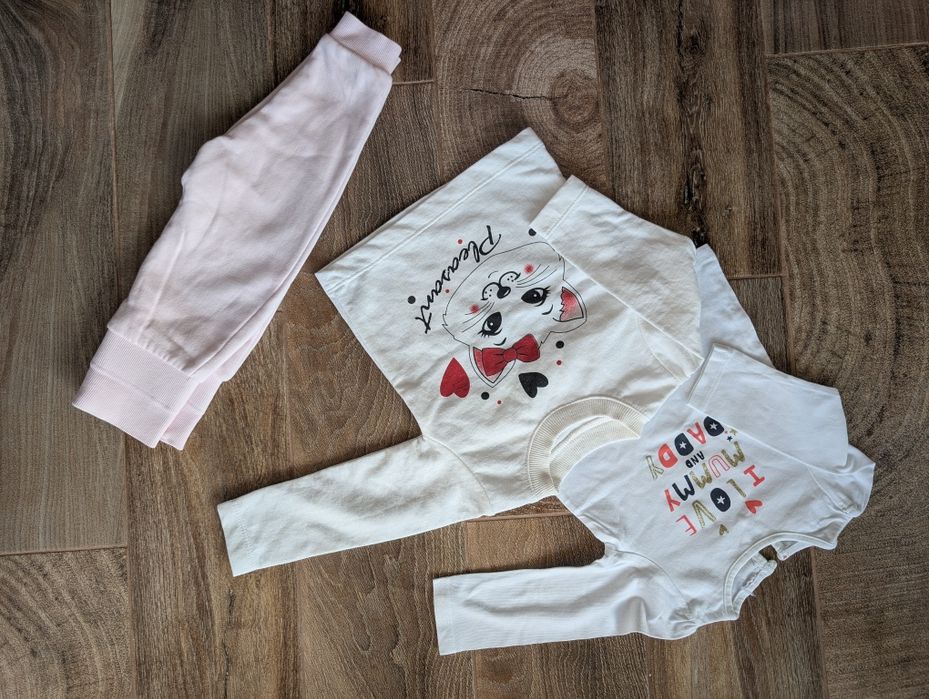 Komplet dziewczęcy bluzki z długim rękawem spodnie 68