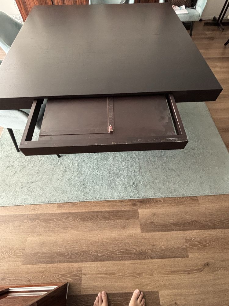 Mesa de Jantar em Madeira Wengué quadrada e Extensível