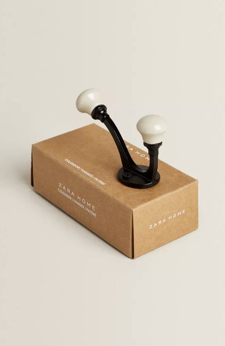 NOWY Zara Home wieszak ceramiczny metalowy kremowy uchwyt