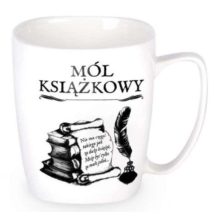 Kubek ceramiczny biały Mól książkowy oprawa: pudełko