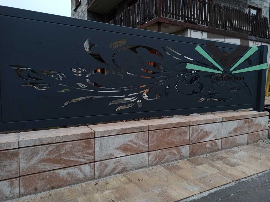 Brama przesuwna 4m, 5m, 6m, wycinana laserowo CNC, panelowa. Corten