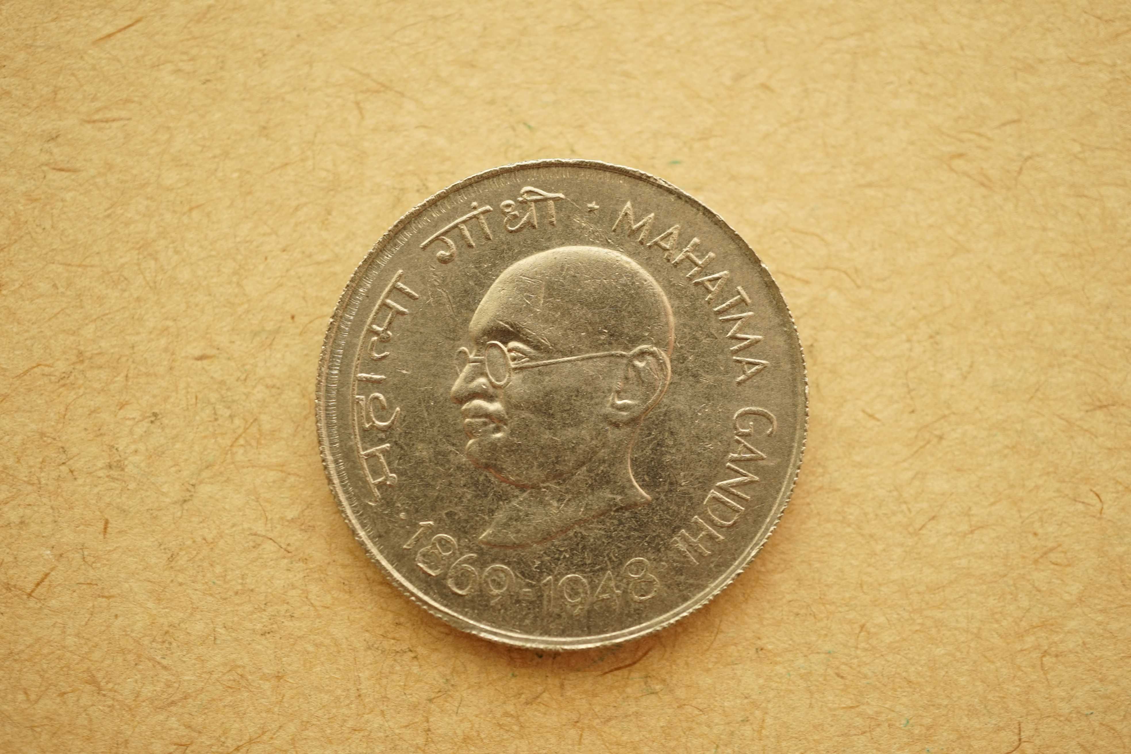 Moeda de One Rupee GANGHI da Índia, 1948