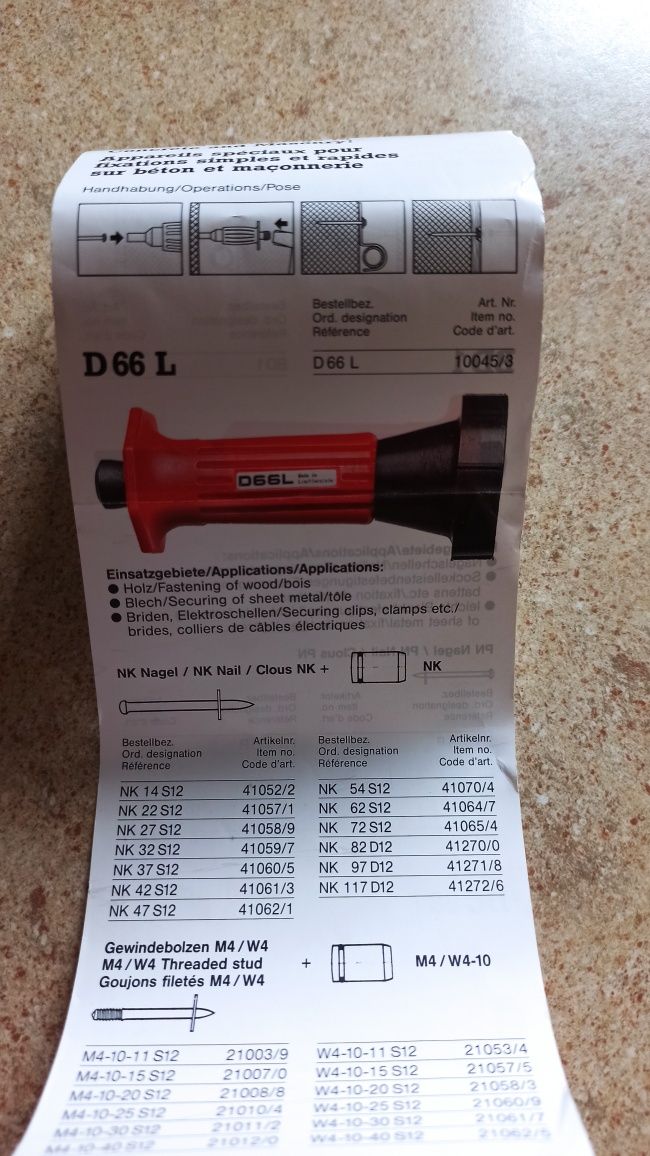 Ręczny, nowy osadzak Hilti D66L