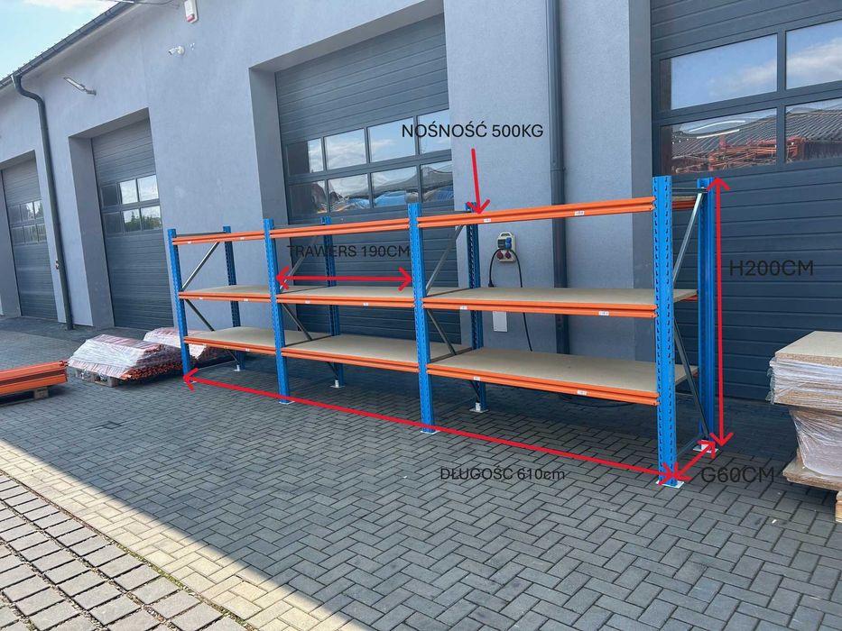 Regały magazynowe STOW rama H200x60cm półkowe do magazynu garażu hali