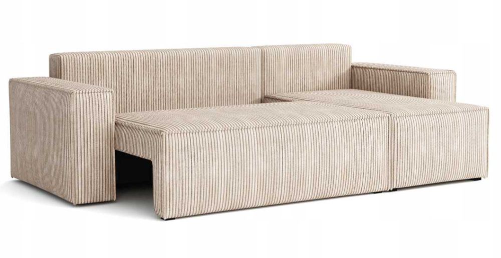 Narożnik Rozkładany Sztruks Rogówka z Funkcją Spania Pościel Kanapa