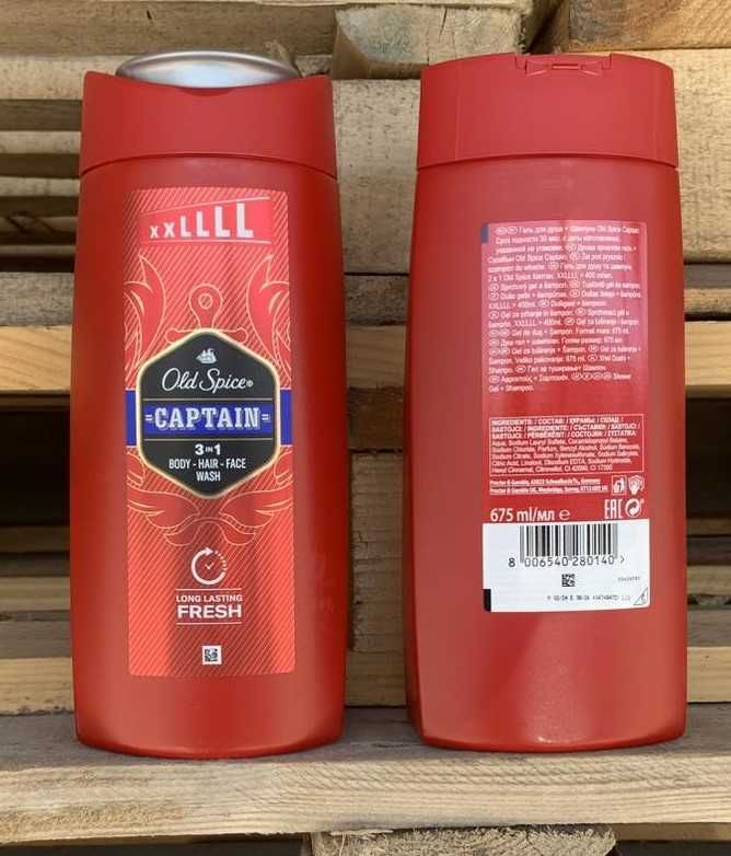 Гель для душу + шампунь Old Spice 3-в-1 Captain 675 мл Опт