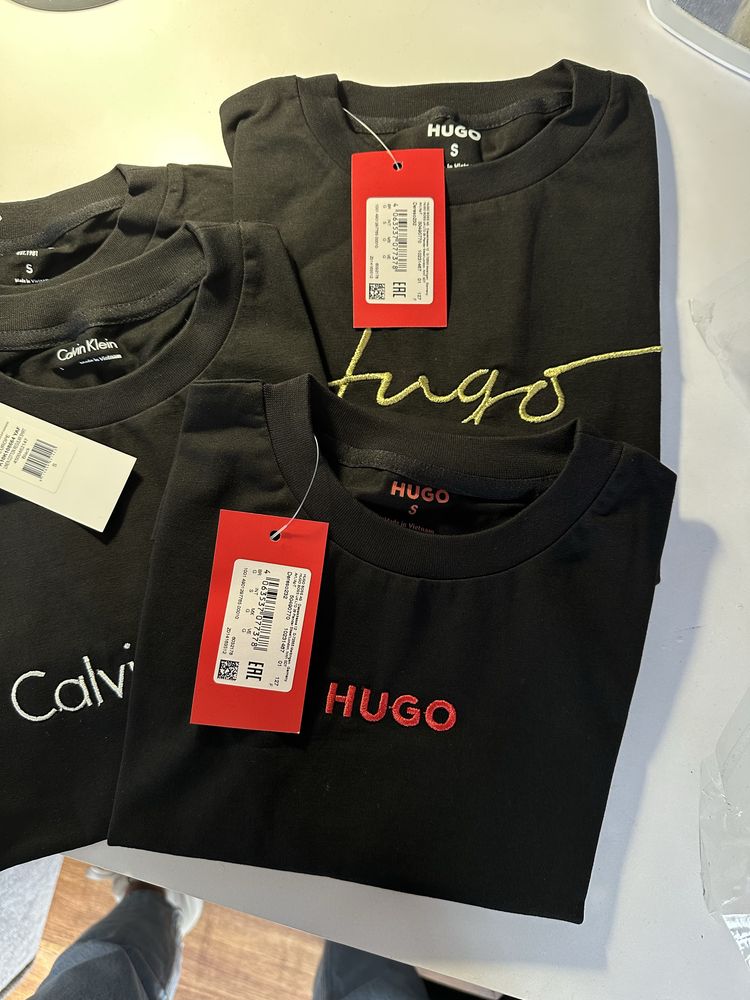Черная женская футболка Calvin Klein, Hugo, Guess XS S M L