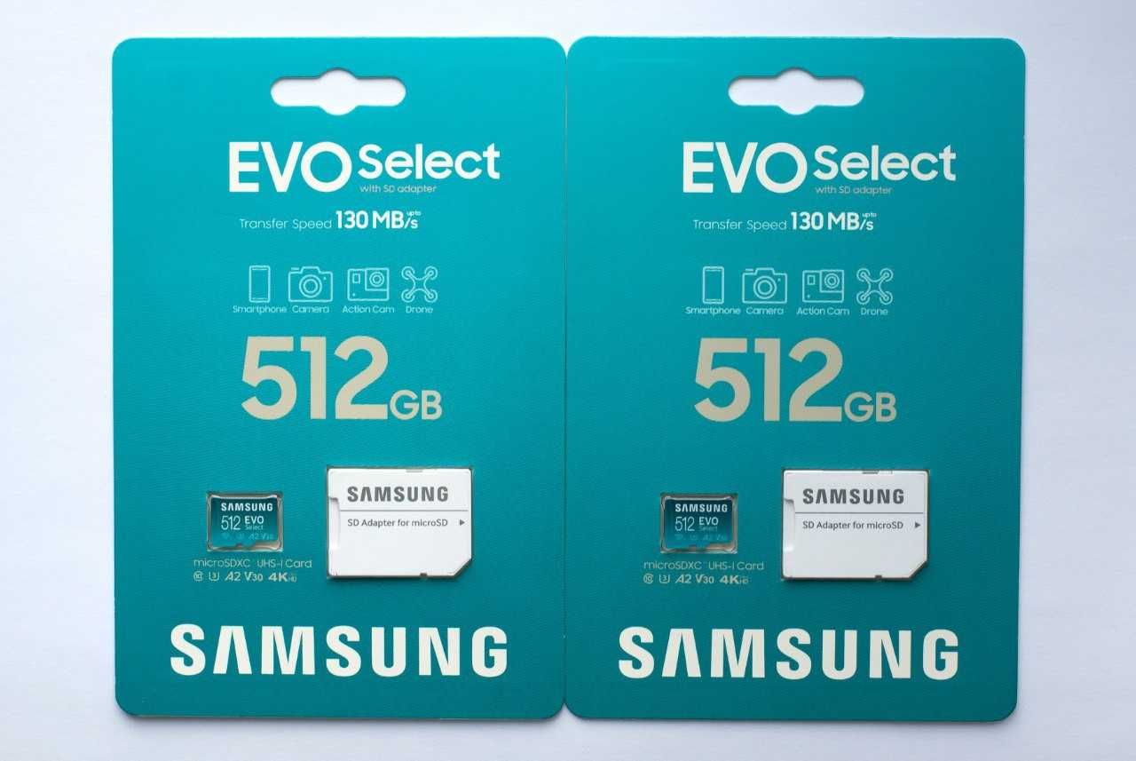 Samsung Evo Select microSDXC 512GB UHS-I U3 V30 A2+SD адаптер ОРИГІНАЛ