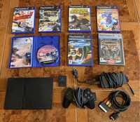 Playstation 2 Slim / Funcional - 7 Jogos / Comando e cabos originais