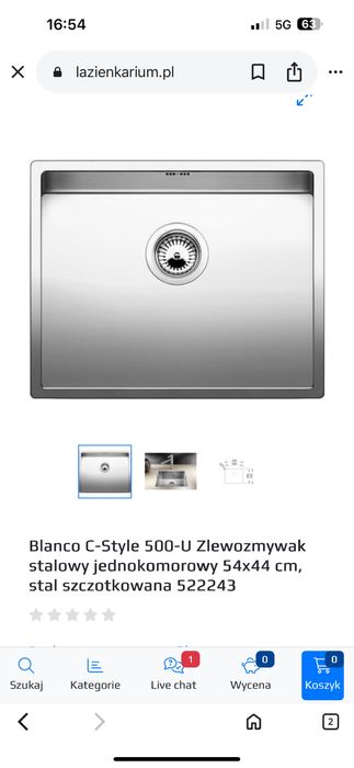 Blanco C-Style Zlewozmywak stalowy jednokomorowy 54x44 cm