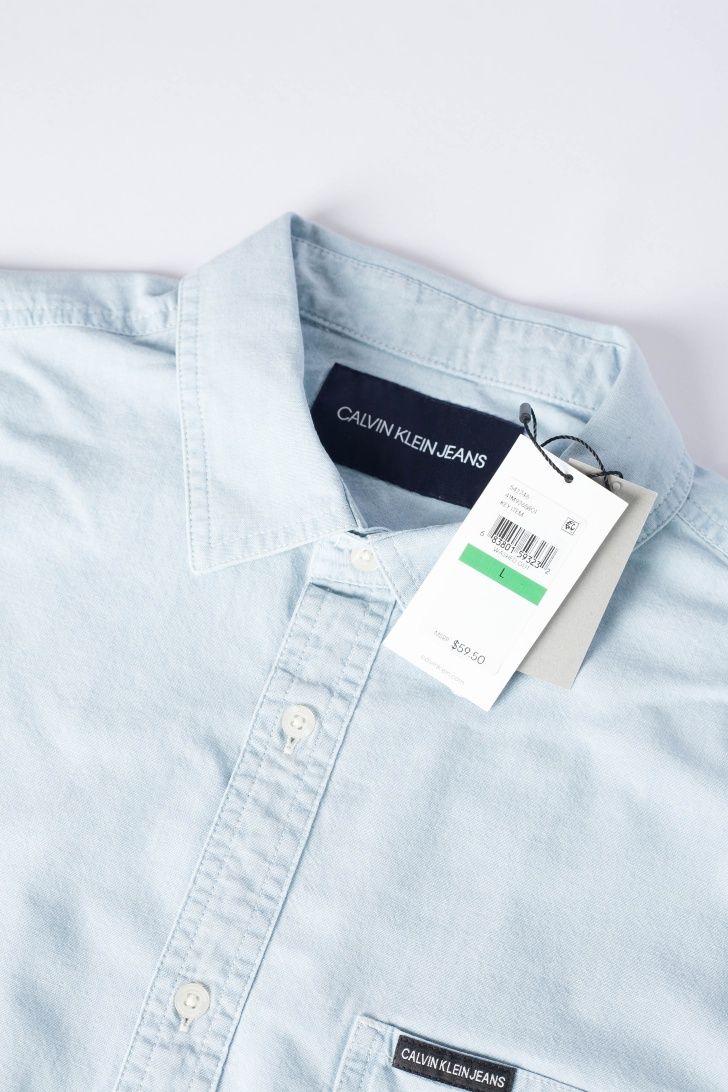 CALVIN KLEIN ОРИГІНАЛ. Сорочка рубашка біла джинсова блакитна L XL