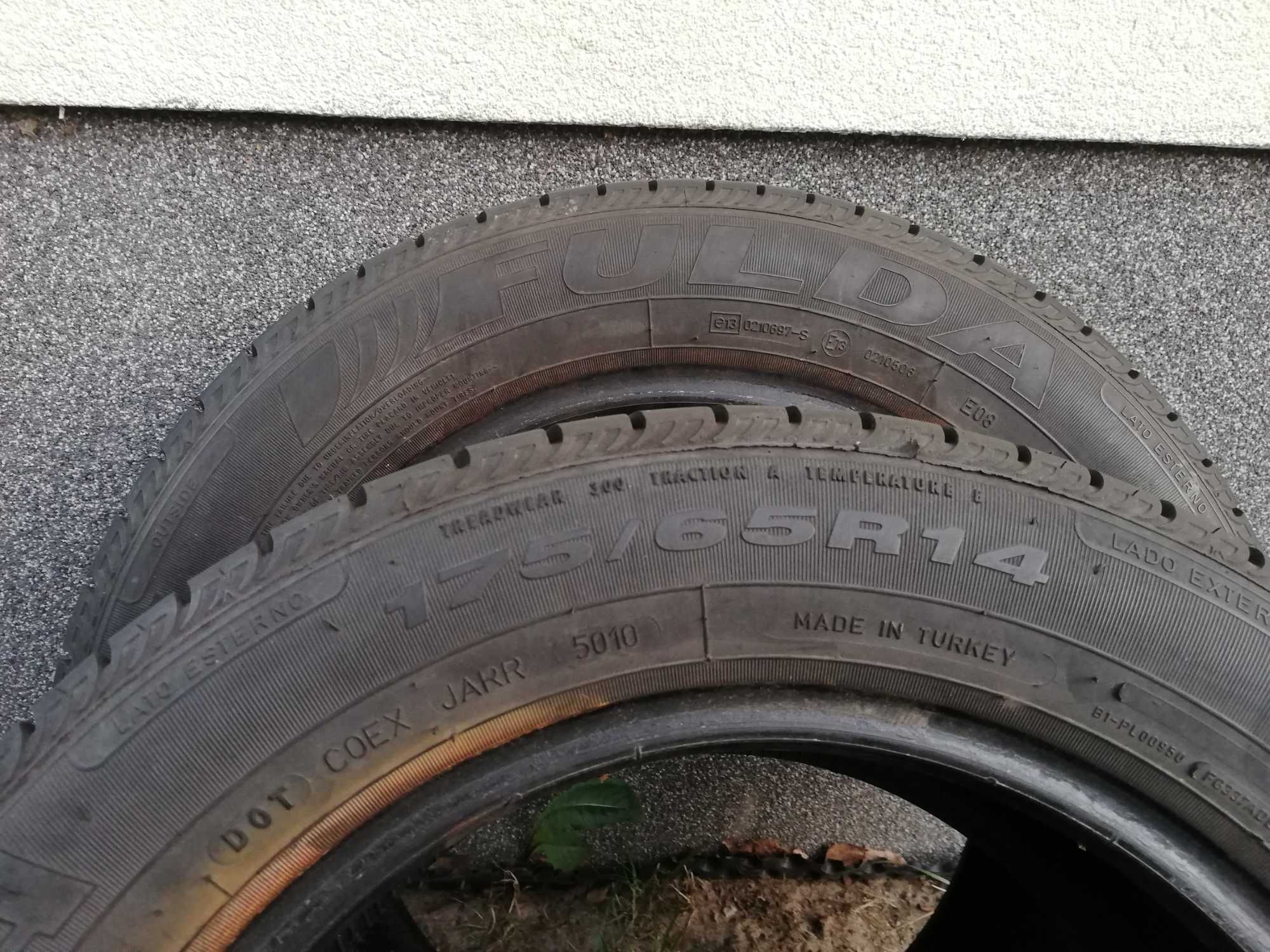 2 opony letnie Fulda 175/65R14, bieżnik 6mm.