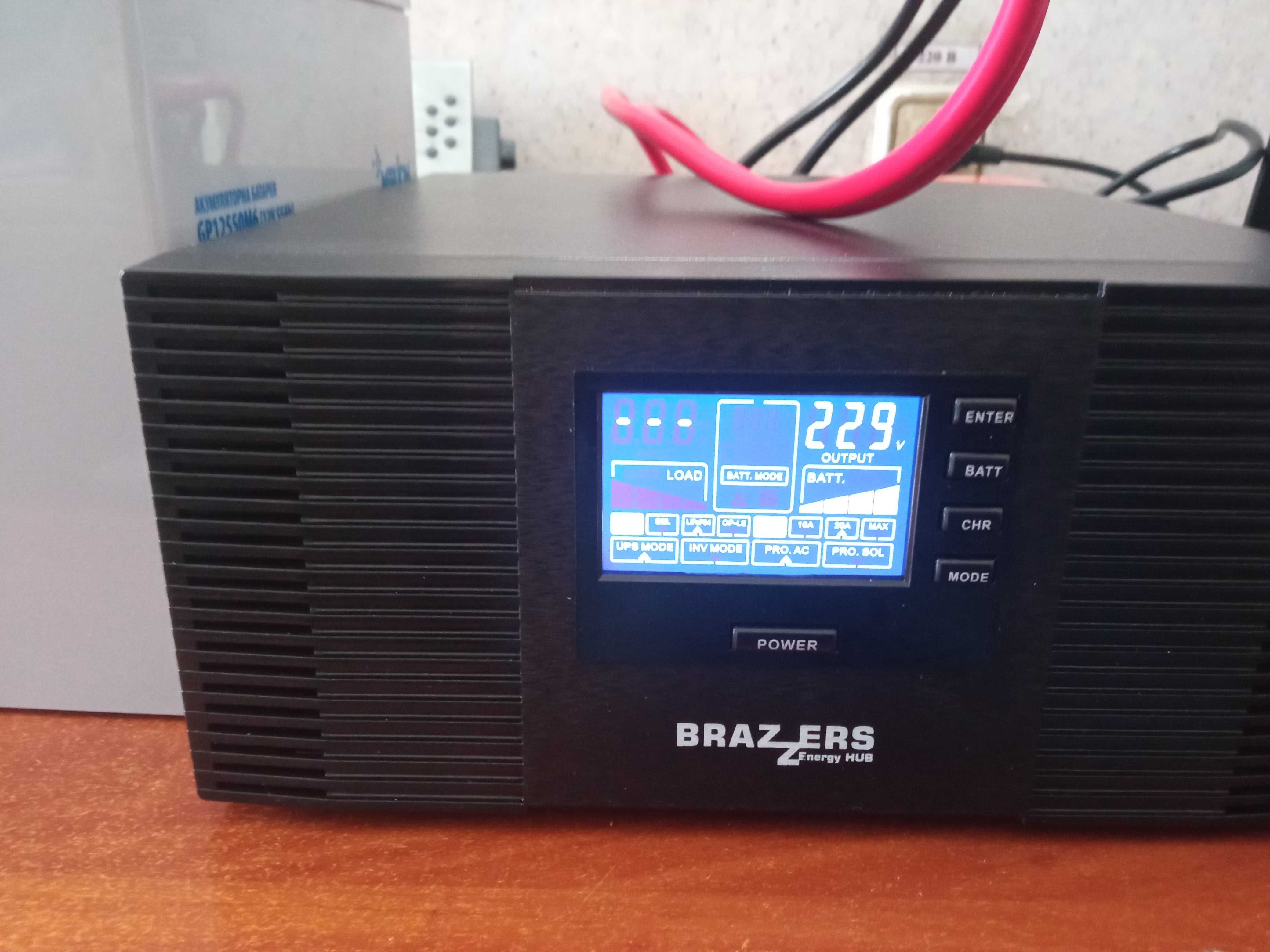 ДБЖ (ИБП, UPS) під зовнішню АКБ BRAZZERS BRSW-LFP-1200-12 (1000Вт)