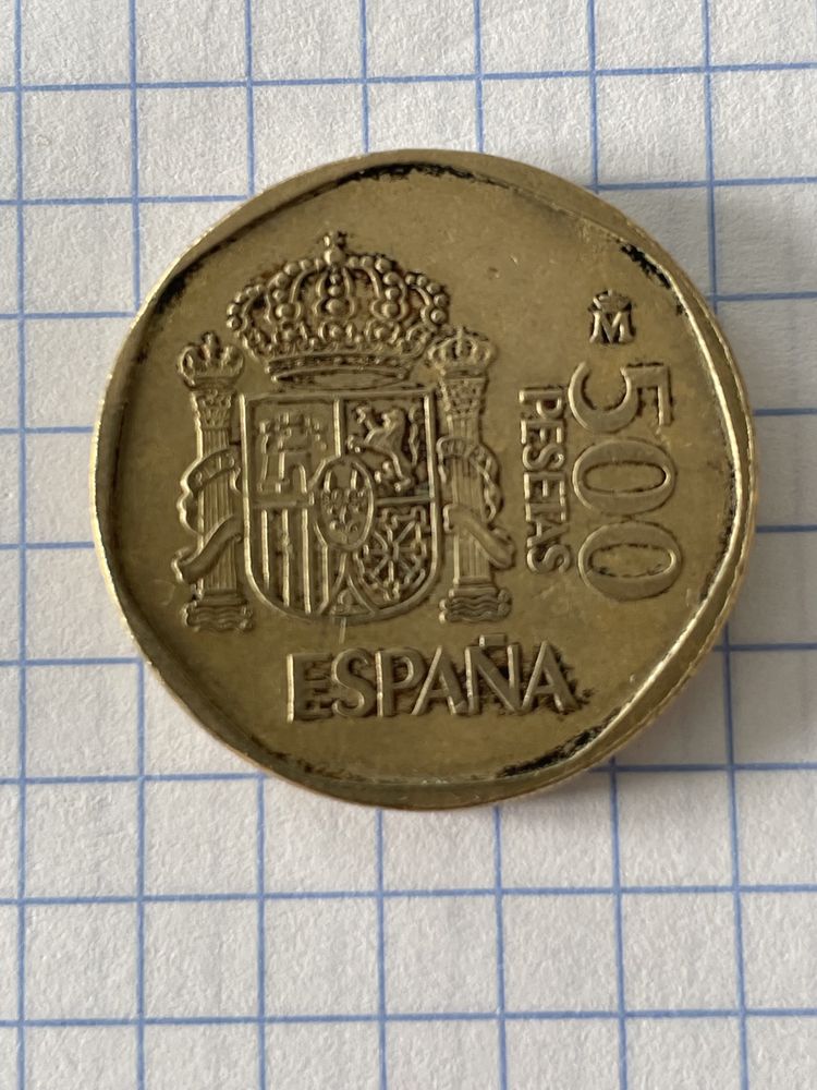 Монета Іспаніі 500 песет , 1987 рік.