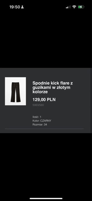 Spodnie kick flare z guzikami w złotym kolorze