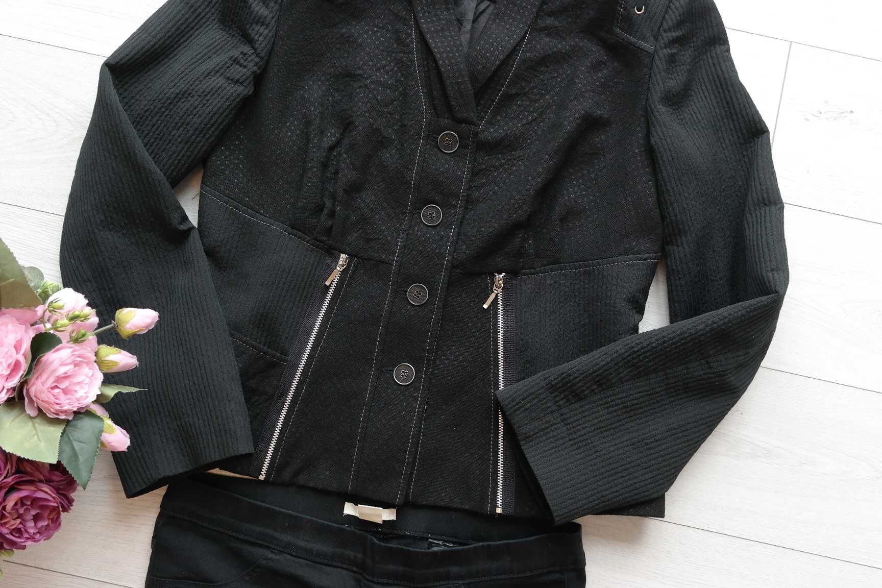 czarna marynarka~ żakiet~ zamki zip~ Semper r.40