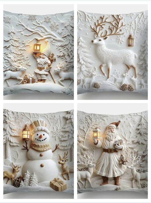 Komplet 4 świątecznych poszewek