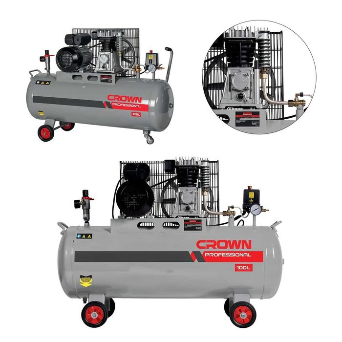 Компресор повітряний CROWN 100 л 2.6 кВт 10атм 380 л/хв компрессор PL