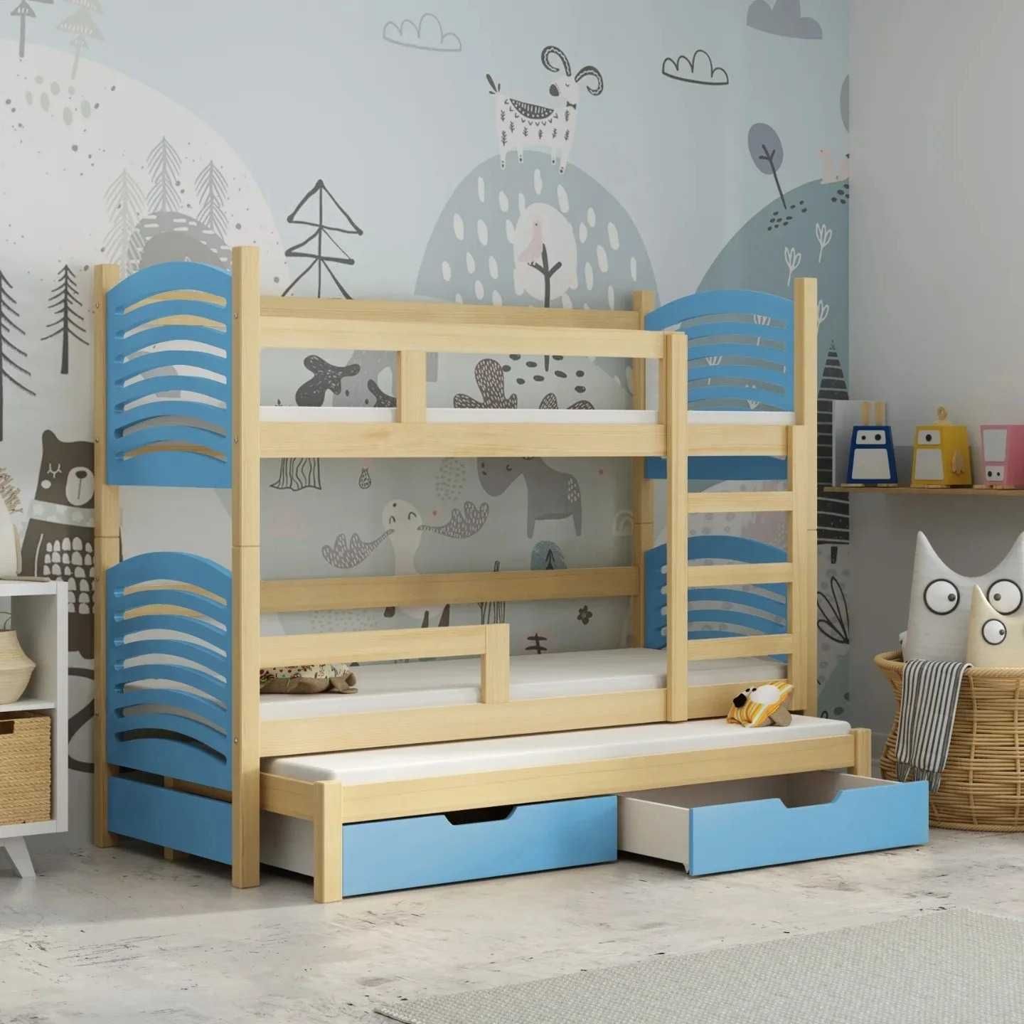 Łóżko piętrowe LENKA 3 dla dzieci, materace 160x75 / 180x75 w zestawie
