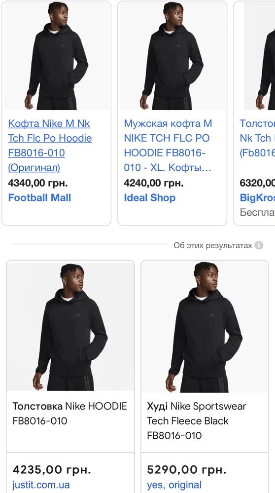 Худі Nike Sportswear Tech Fleece, FB8016-010