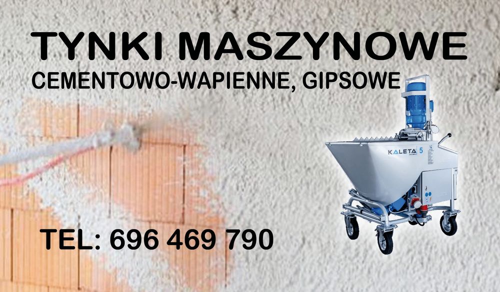 Tynki maszynowe gipsowe, cementowo- wapienne.
