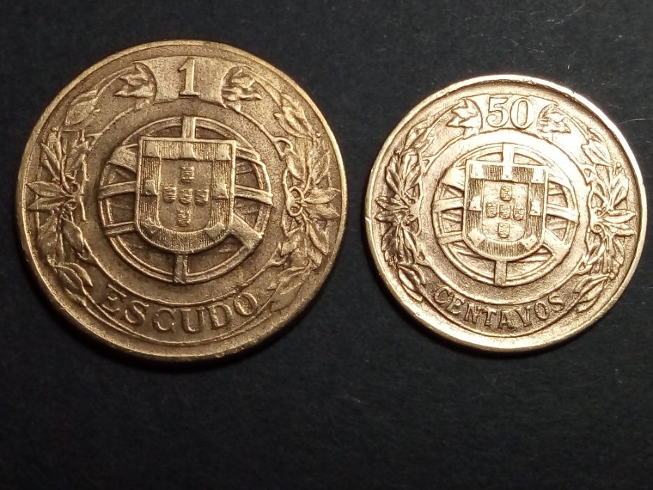 2 moedas $50 e 1$00 1926 e 1924 bronze raras e belas ver fotos