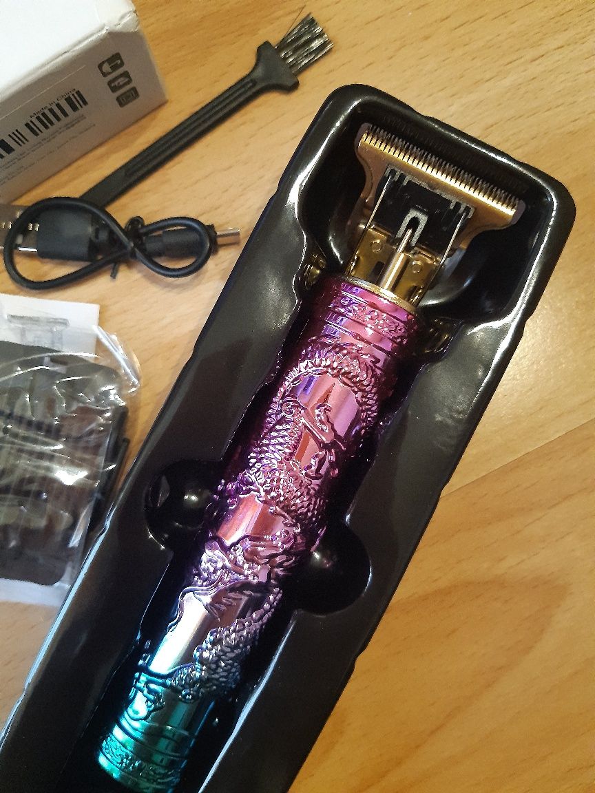 Maszynka do strzyżenia golarka Trymer barber - usb pink/blue