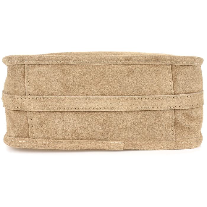 BELTIMORE torebka damska zamszowa listonoszka z paskiem V484 beżowa