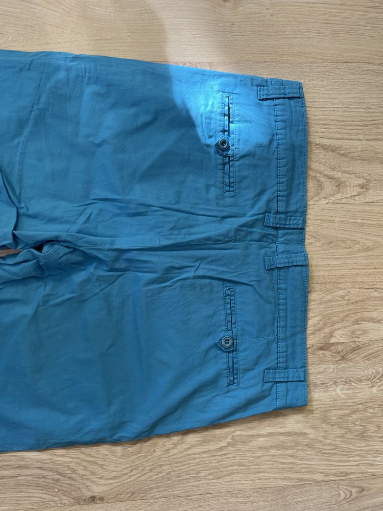 Spodnie z materiału L:32 Van Graaf niebieskie letnie męskie