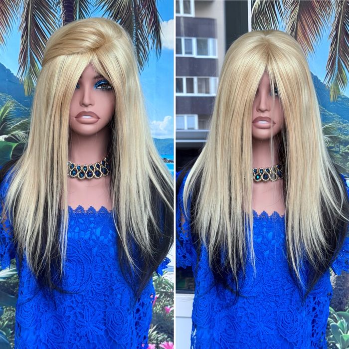 Натуральная накладка полная система шёлк кожа блонд волосы 50см 110 гр