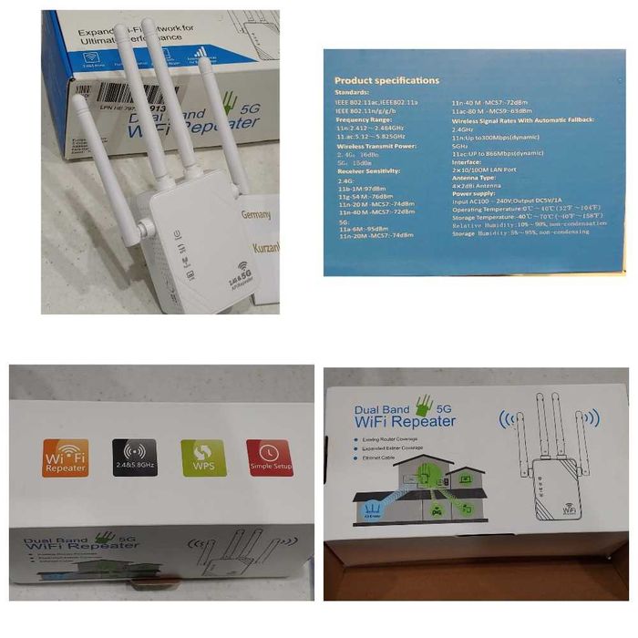 двухдиапазонный ретранслятор/репитер/усилитель WiFi 1200М 2.4/5Ghz