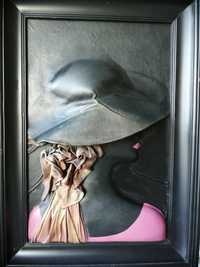 Obraz tajemnicza kobieta w kapeluszu