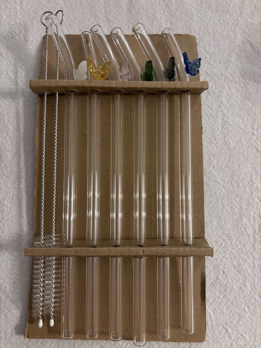 6 sztuk przezroczyste szklane słomki do picia wielokrotnego użytku