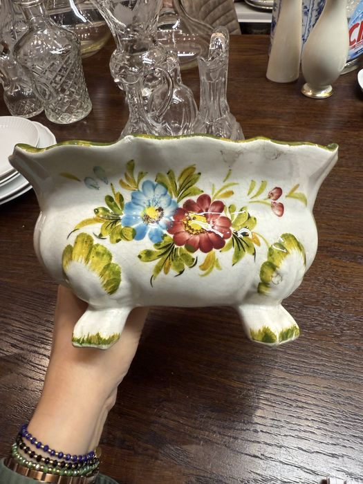 Osłonka ceramiczna doniczka Włoska Italy ręcznie malowana 1908