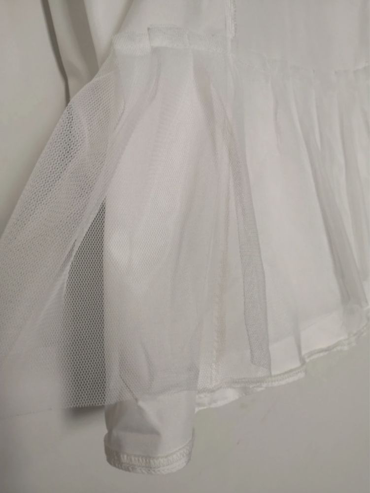 Sukienka elegancka midi grochy podszewka tiul na komunię chrzciny r 42