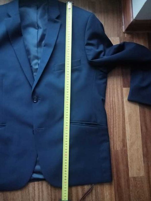 Klasyczny garnitur męski granatowy jak nowy, marynarka i spodnie