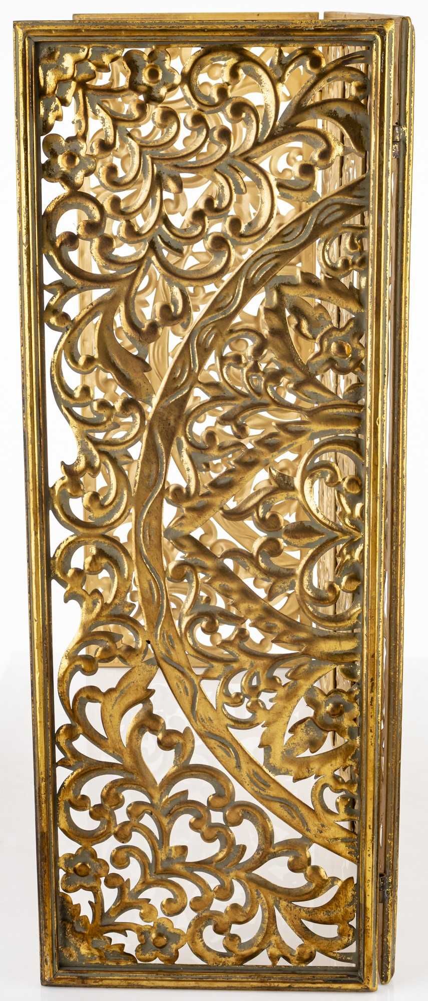 Złota stylowa ozdobna osłona kominkowa do kominka parawan bramka168282