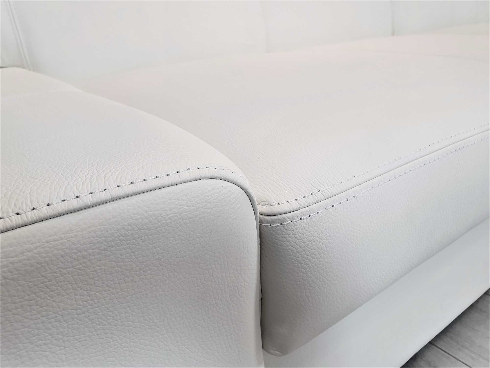 Biała sofa skóra naturalna duża 302cm kanapa ze skóry PRODUCENT