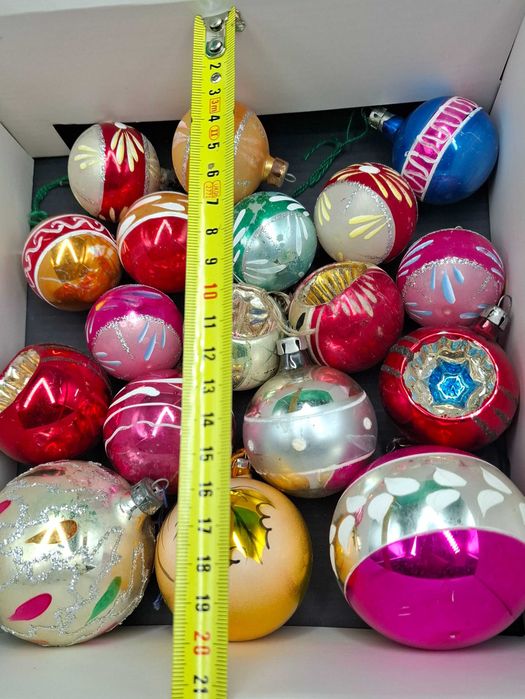 PRL stare bombki, ozdoby choinkowe mix 18szt, reflektorki